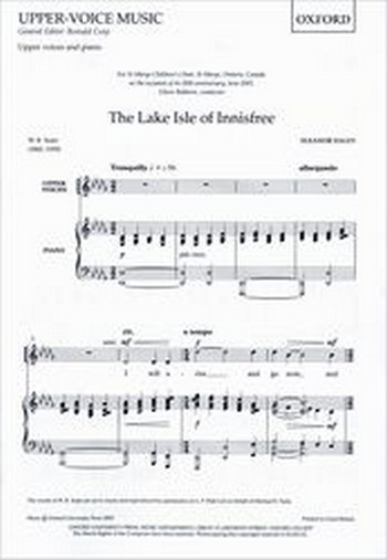 The Lake Isle of Innisfree&nbsp;&nbsp;for upper voices and piano&nbsp;&nbsp;score