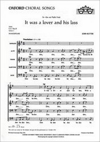 It was a Lover and his Lass  for mixed chorus (SAT Bar B) a cappella  score (en)