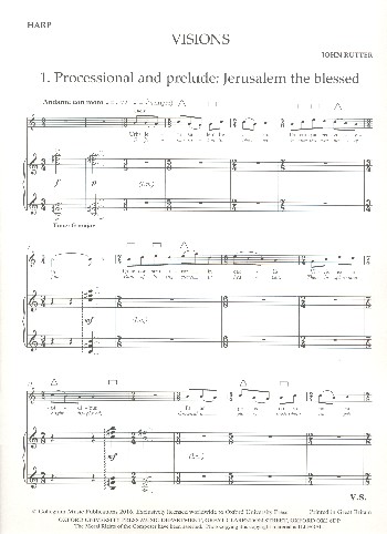 Visions  for upper-voice chorus, violin, harp and strings (organ)  harp