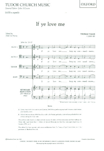 If Ye love me  for mixed chorus a cappella  score