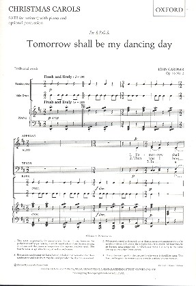 Tomorrow shall be my dancing day op.75,2  for mixed (unison) chorus, piano and opt. percussion  score