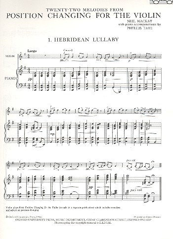 22 Melodies from Position Changing  for violin and piano  