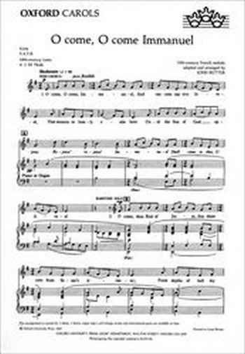 O come o come Immanuel&nbsp;&nbsp;for mixed chorus and piano (organ)&nbsp;&nbsp;score