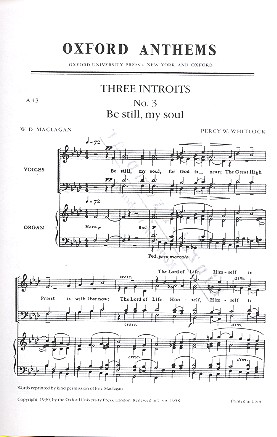 Be still my Soul  for mixed chorus and organ  score