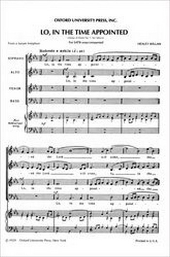 Willan, Healey&nbsp;&nbsp;Lo, in the time appointed&nbsp;&nbsp;