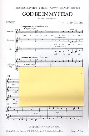 God be in my Head for  female chorus a cappella,  score  (with piano for rehearsal)