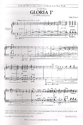Gloria - first Movement  for mixed chorus and orchestra  chorus score