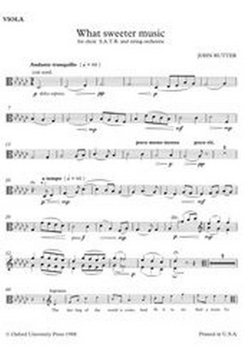 What sweeter Music  for mixed chorus and strings  viola