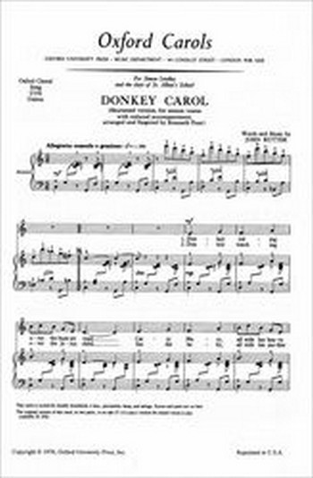 Donkey carol  for unison voices and piano  