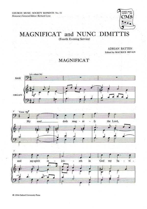 Magnificat and Nunc Dimittis (Fourth Evening Service)&nbsp;&nbsp;for mixed chorus and organ&nbsp;&nbsp;vocal score (en)