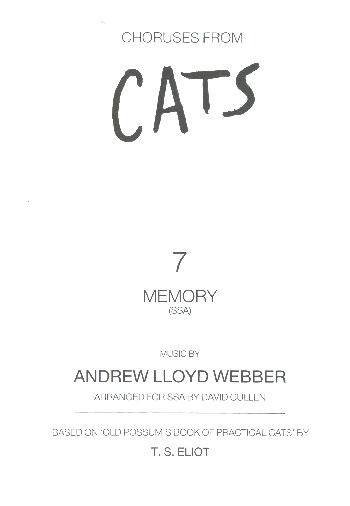 Memory&nbsp;&nbsp;for female chorus and piano&nbsp;&nbsp;score