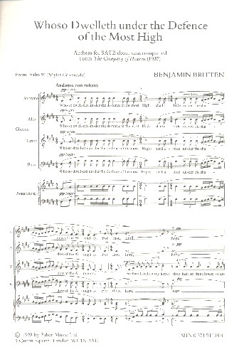 Whoso dwelleth under the Defence of the most high&nbsp;&nbsp;for mixed choir a cappella&nbsp;&nbsp;score (en)