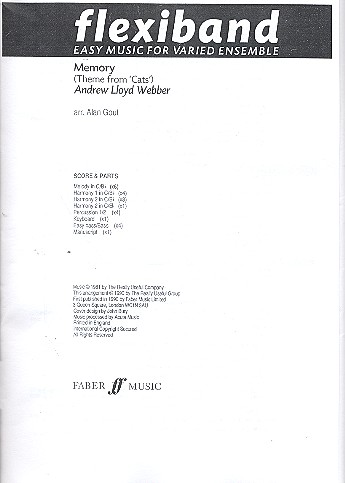 Memory for varied ensemble&nbsp;&nbsp;score and parts&nbsp;&nbsp;Gout, Alan,  arr.
