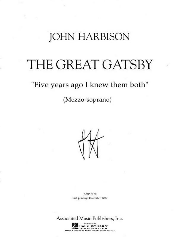 John Harbison, Five Years Ago, I Knew Them Both  Mezzo-Soprano Voice and Piano  Buch