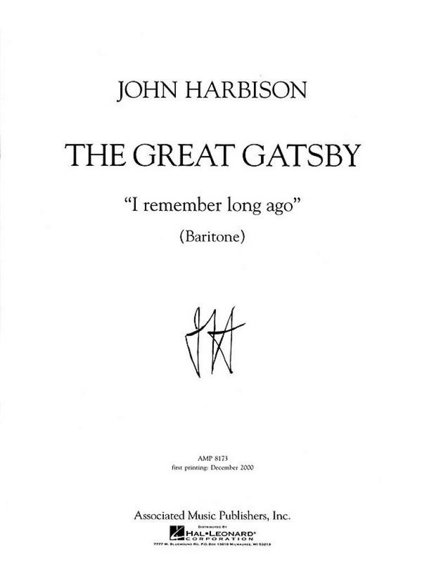John Harbison, I Remember Long Ago  Baritone Voice and Piano  Buch
