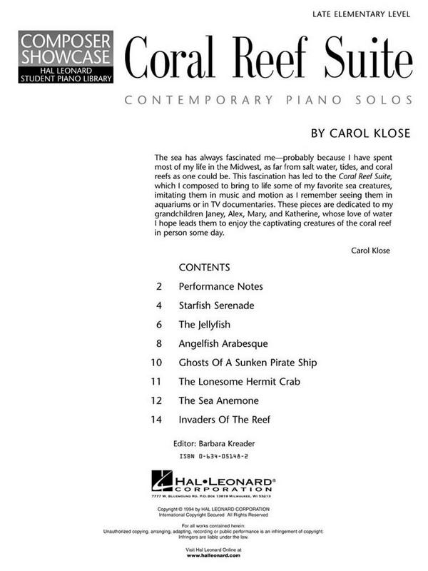 Carol Klose, Carol Klose - Coral Reef Suite&nbsp;&nbsp;Klavier&nbsp;&nbsp;Buch