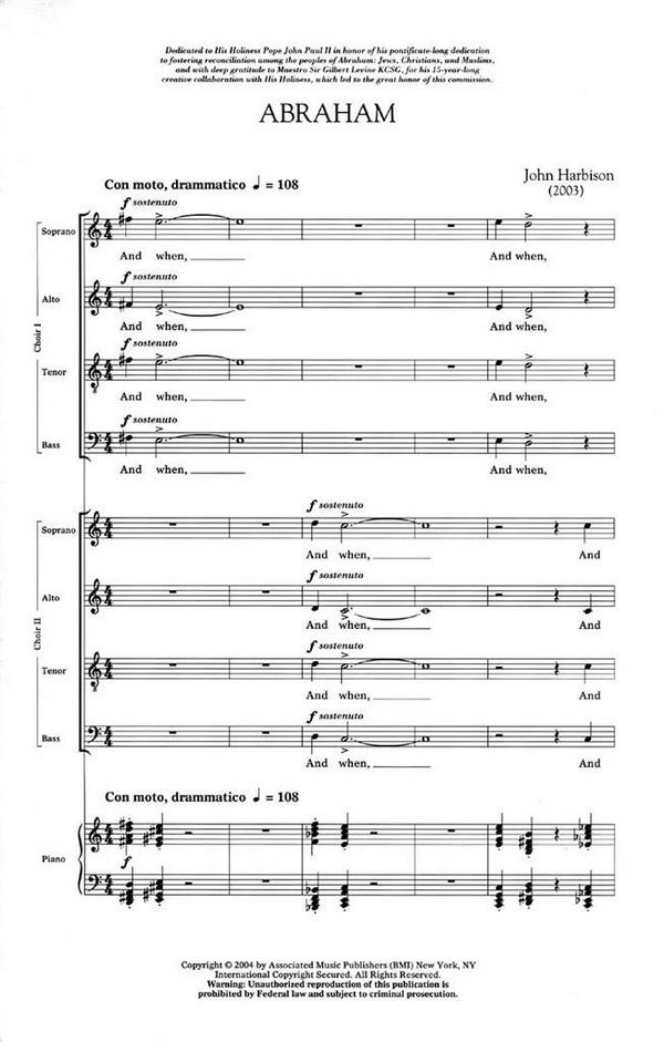John Harbison, Abraham&nbsp;&nbsp;SATB&nbsp;&nbsp;Chorpartitur