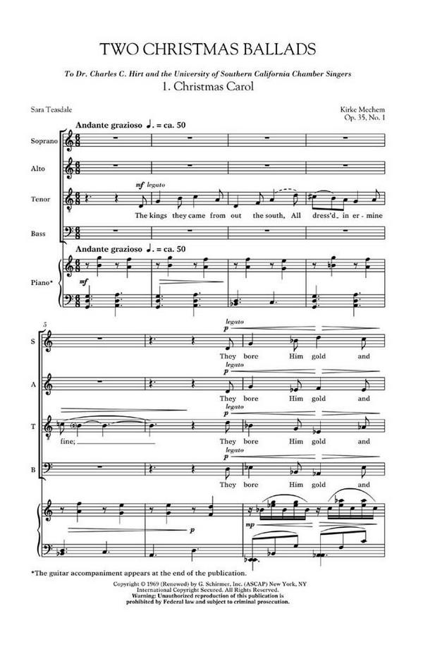 Kirke Mechem, Two Christmas Ballads&nbsp;&nbsp;SATB and Piano&nbsp;&nbsp;Chorpartitur