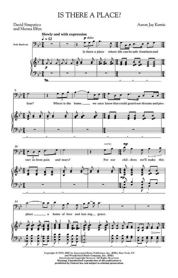 Aaron Jay Kernis, Is There A Place? (Garden Of Light No.3)  SATB  Chorpartitur