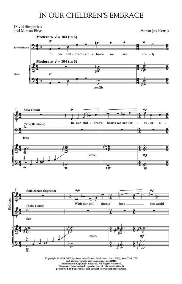 Aaron Jay Kernis, In Our Children's Embrace (Garden Of Light No.5)  SATB  Chorpartitur
