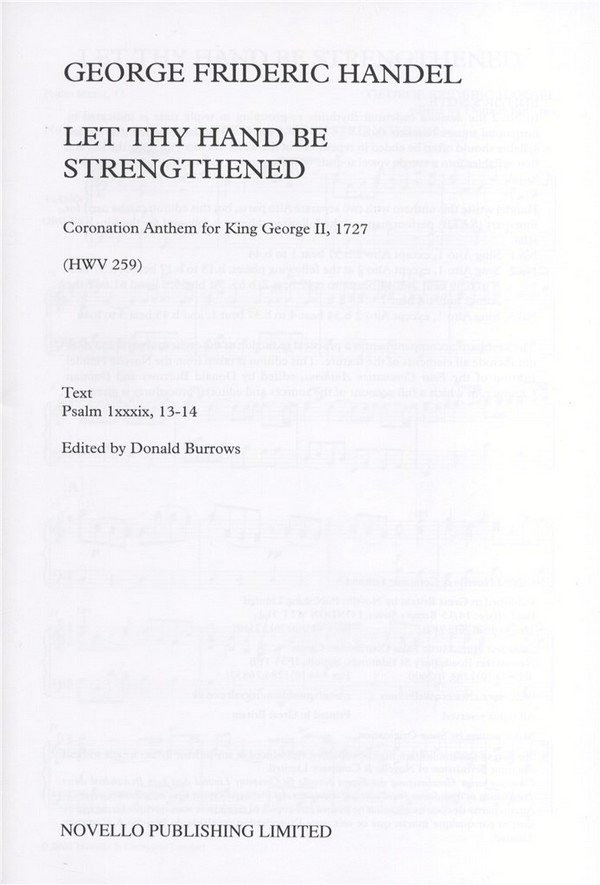 Let thy Hand be strengthened&nbsp;&nbsp;for mixed choir and orchestra&nbsp;&nbsp;vocal score