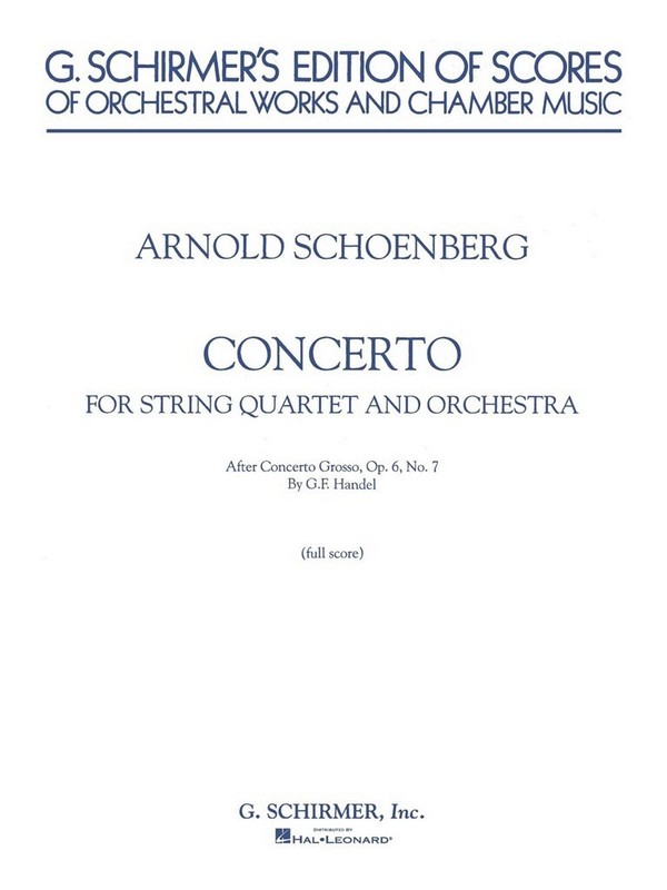 Concerto after Concerto grosso  op.6,7 by Händel for string  quartet and orchestra,   score
