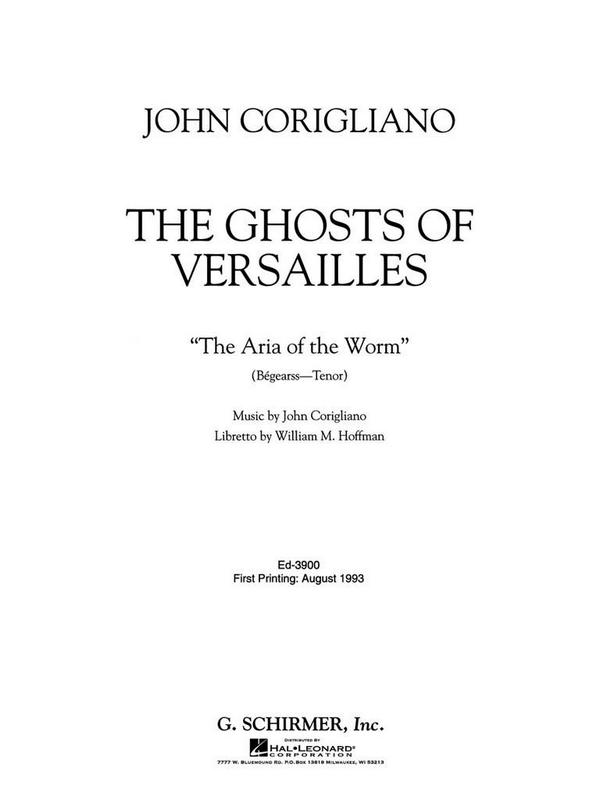 John Corigliano, The Aria Of The Worm&nbsp;&nbsp;Tenor Voice and Piano&nbsp;&nbsp;Buch