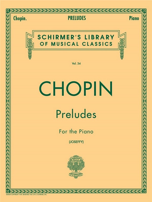 Frédéric Chopin, Preludes For The Piano&nbsp;&nbsp;Klavier&nbsp;&nbsp;Buch