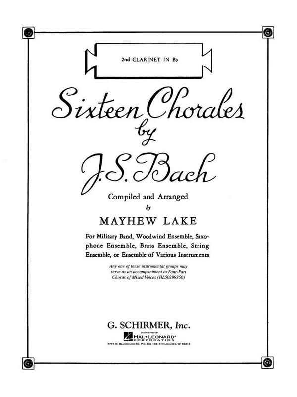 Johann Sebastian Bach, Sixteen Chorales - Bb Clarinet II&nbsp;&nbsp;Bb Clarinet&nbsp;&nbsp;Stimme
