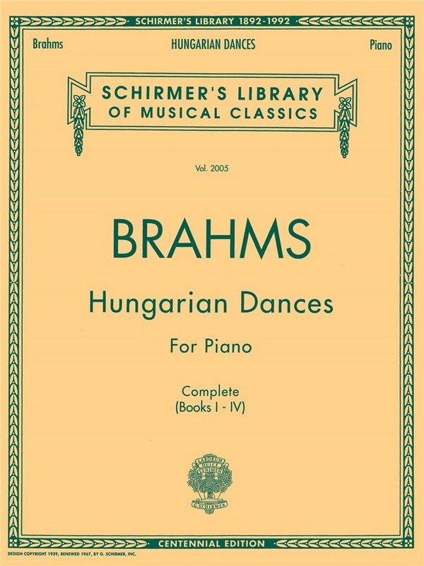 Johannes Brahms, Hungarian Dances&nbsp;&nbsp;Klavier&nbsp;&nbsp;Buch