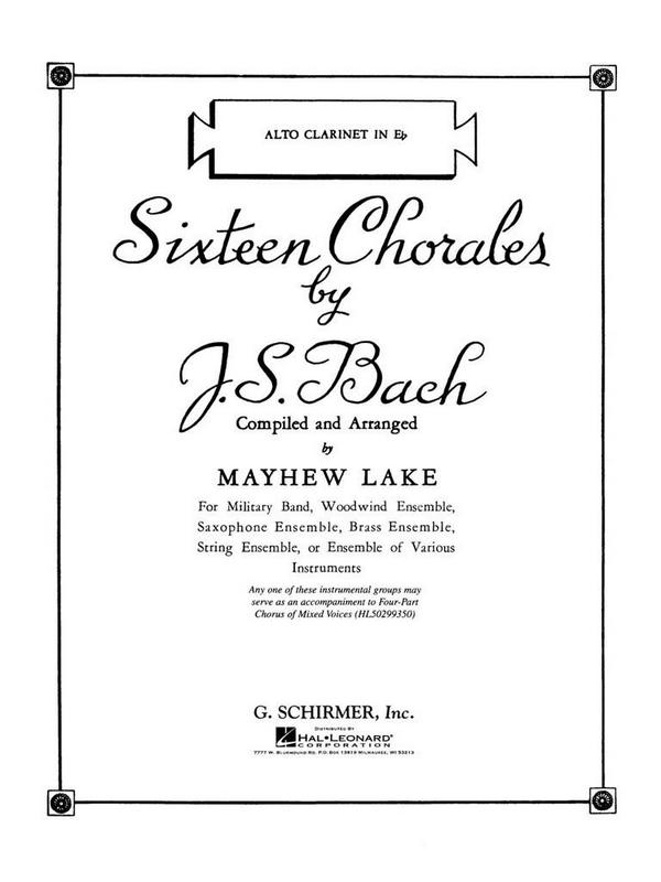 Johann Sebastian Bach, Sixteen Chorales - Eb Alto Clarinet&nbsp;&nbsp;Alto Clarinet&nbsp;&nbsp;Stimme