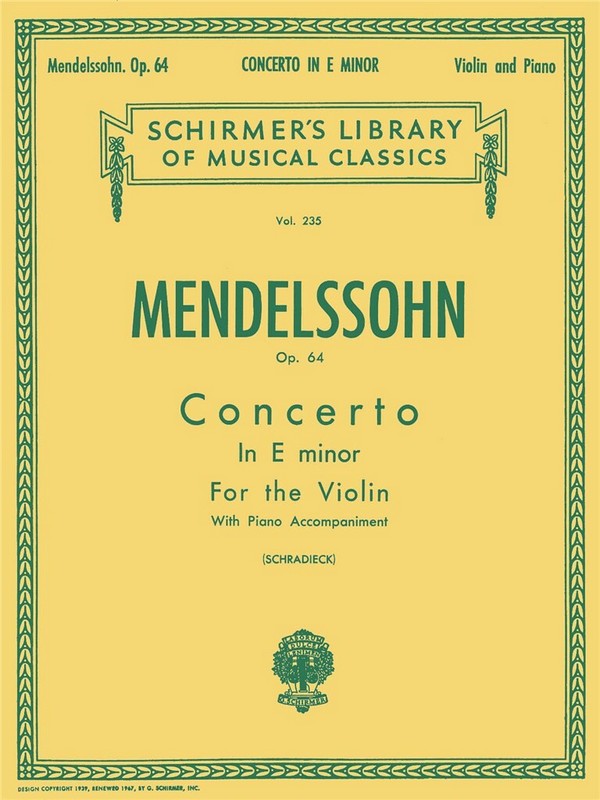 Felix Mendelssohn Bartholdy, Concerto In E Minor Op.64&nbsp;&nbsp;Violine und Klavier&nbsp;&nbsp;Buch