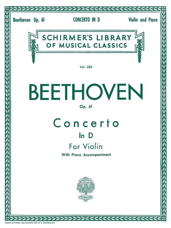 Ludwig van Beethoven, Violin Concerto In D Major Op. 61&nbsp;&nbsp;Violine und Klavier&nbsp;&nbsp;Buch