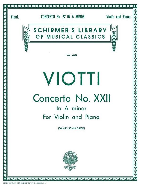 Concerto a minor No.22  for violin and orchestra  for violin and piano