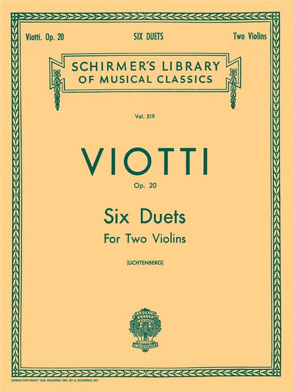 6 Duets op.20 for 2 violins    