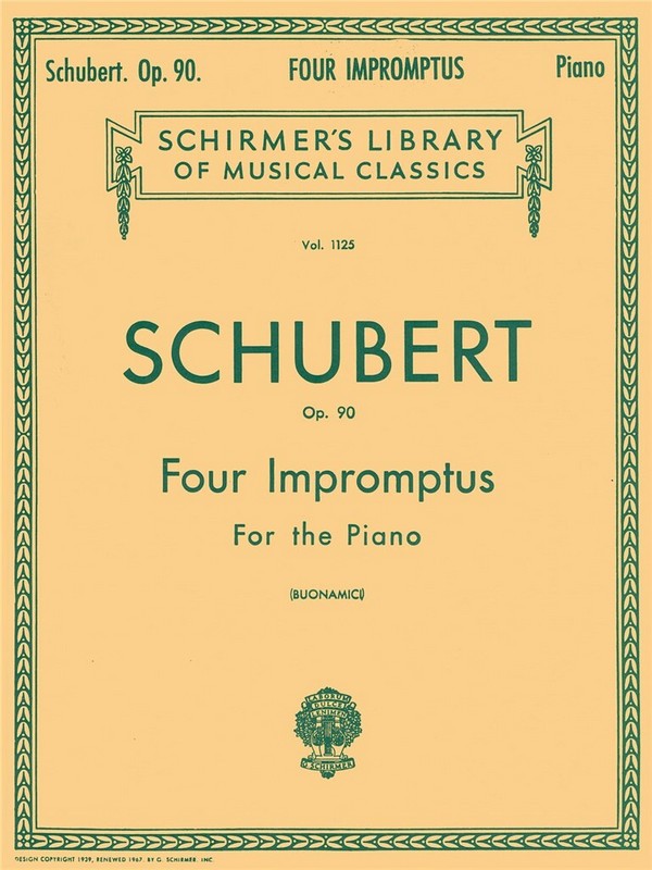Franz Schubert, Four Impromptus For Piano Op.90&nbsp;&nbsp;Klavier&nbsp;&nbsp;Buch