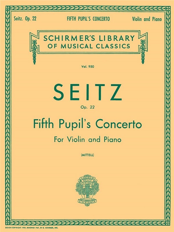 Pupil's Concerto in D Major No.5 op.22  for violin and piano  