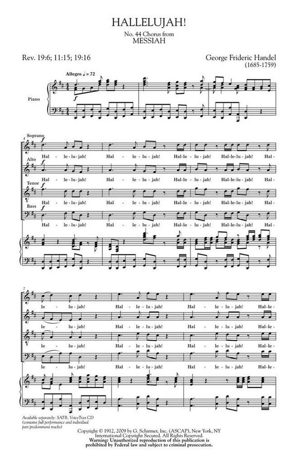 Georg Friedrich Händel, Hallelujah Chorus&nbsp;&nbsp;SATB&nbsp;&nbsp;Chorpartitur