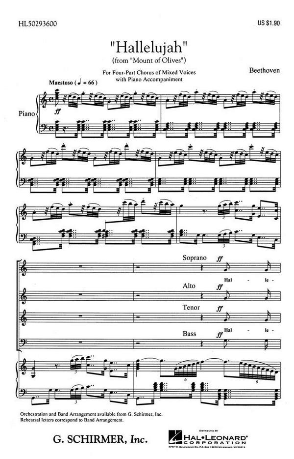 Ludwig van Beethoven, Hallelujah&nbsp;&nbsp;SATB&nbsp;&nbsp;Chorpartitur