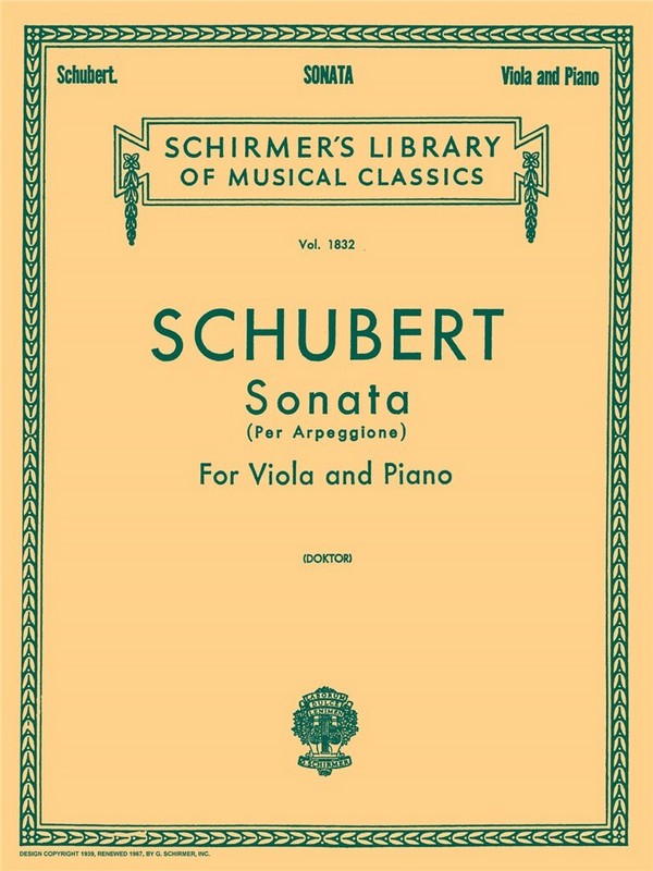 Franz Schubert, Sonata Per Arpeggione D.821&nbsp;&nbsp;Viola und Klavier&nbsp;&nbsp;Buch
