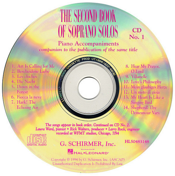 The Second Book of Soprano Solos&nbsp;&nbsp;Soprano Voice and Piano&nbsp;&nbsp;2 CDs