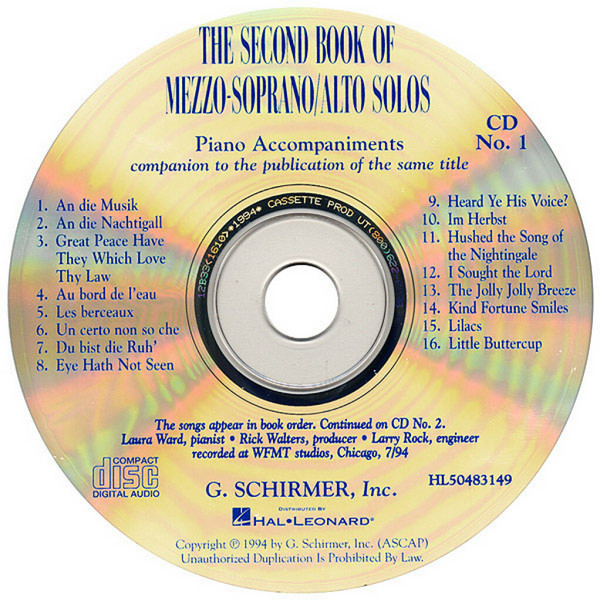 The Second Book of Mezzo-Soprano/Alto Solos&nbsp;&nbsp;Mezzo / Alto Voice + piano&nbsp;&nbsp;2 CDs