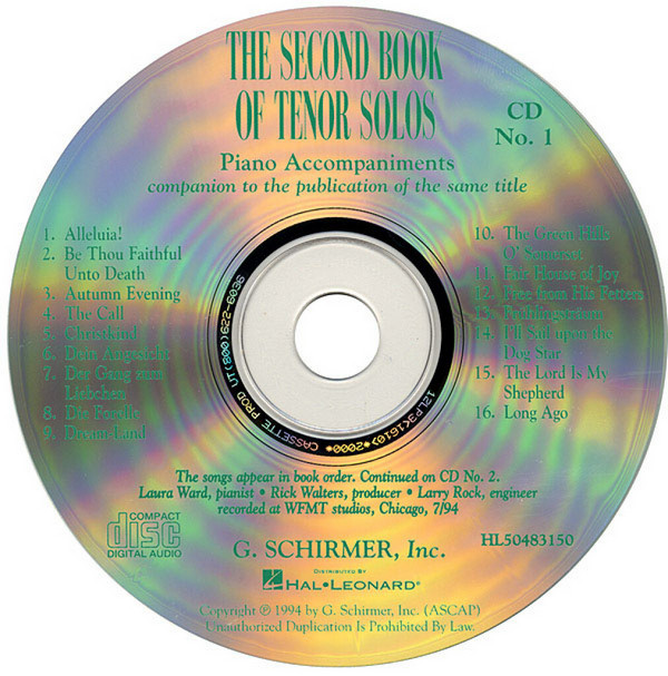 The Second Book of Tenor Solos&nbsp;&nbsp;Tenor Voice and Piano&nbsp;&nbsp;2 CDs