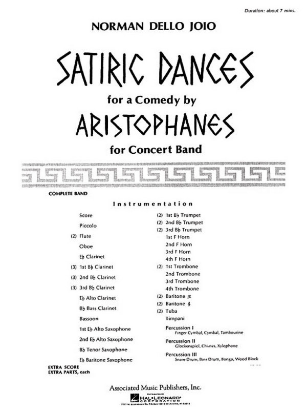 N Dello Joio, Satiric Dances (for a Comedy by Aristophanes)  Concert Band  Partitur