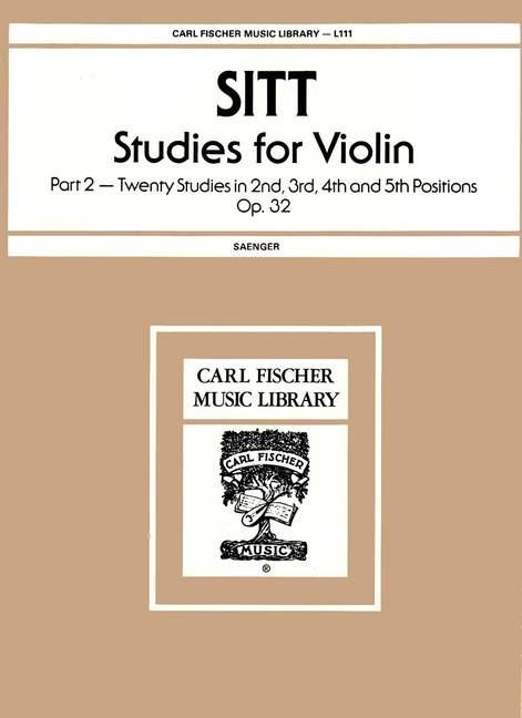 Hans Sitt Studies for Violin&nbsp;&nbsp;Violine&nbsp;&nbsp;