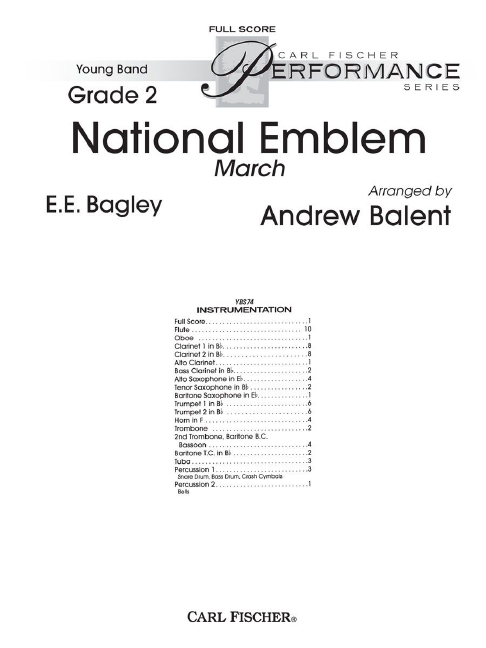 Ed Bagley National Emblem (March)&nbsp;&nbsp;Blasorchester&nbsp;&nbsp;Partitur
