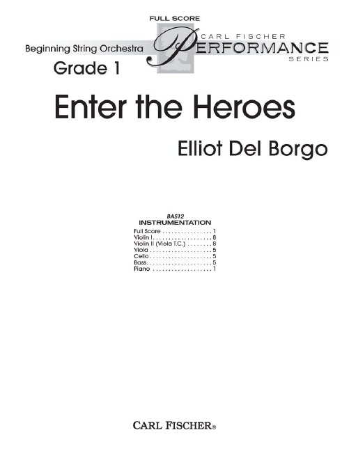 Elliot del Borgo Enter The Heroes&nbsp;&nbsp;&nbsp;&nbsp;Partitur