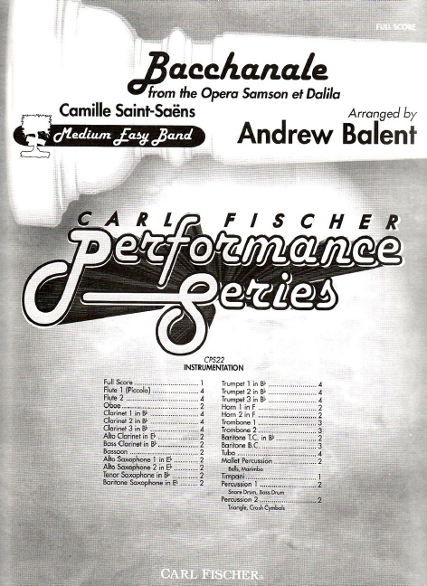 Camille Saint-SaÃ«ns Bacchanale&nbsp;&nbsp;Blasorchester&nbsp;&nbsp;Partitur