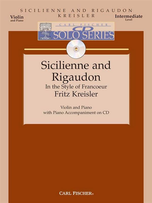 Fritz Kreisler Sicilienne and Rigaudon&nbsp;&nbsp;Violine und Klavier&nbsp;&nbsp;Studienpartitur + CD