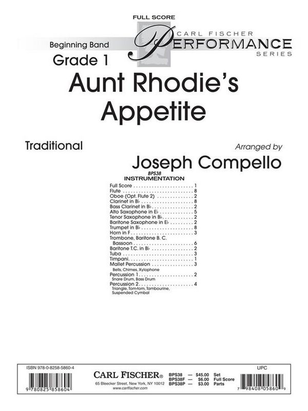 Anonymous Aunt Rhodie's Appetite&nbsp;&nbsp;Blasorchester&nbsp;&nbsp;Partitur